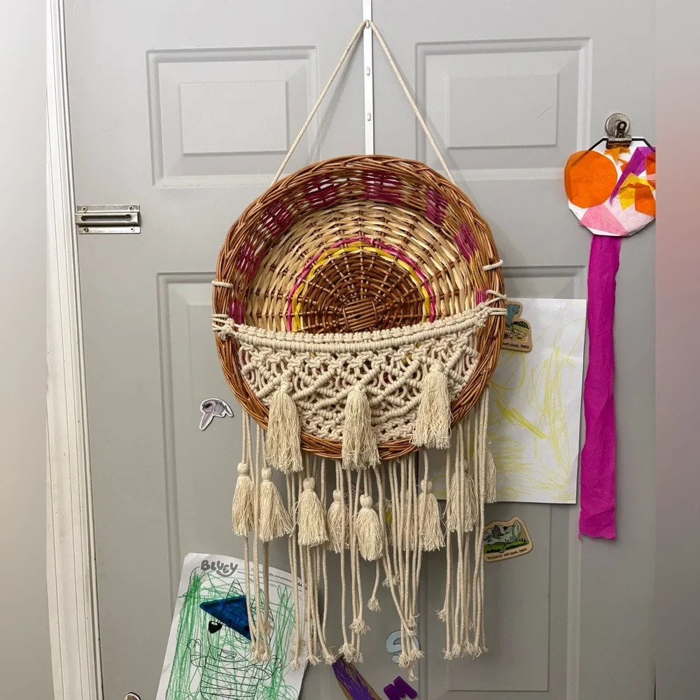 Woven Basket Wall Art with Tassels